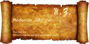 Mederus Zóra névjegykártya
